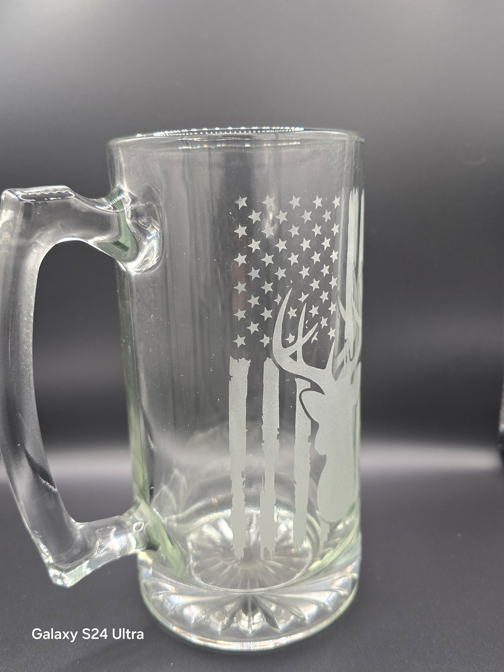 Patriotic Deer Hand Etched Glass | American Flag Wildlife Design